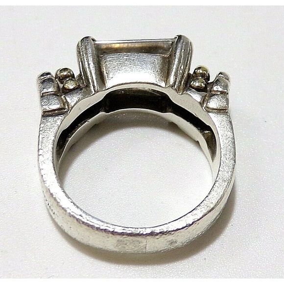 Sold LAGOS CAVIAR SIGNED 18K YELLOW GOLD & Sterling Silver WHITE TOPAZ SZ 7 RING - Picture 7 of 8